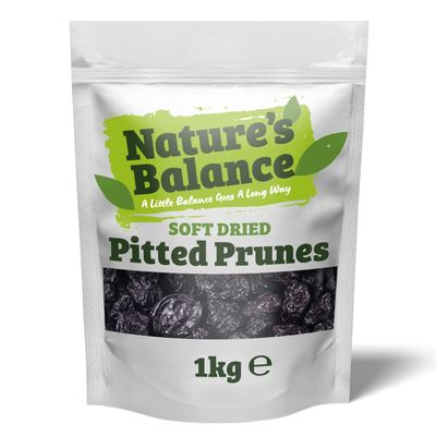 Natures Balance Prunes Pitted 1kg Soft, Sticky &amp; Rich Low Fat Ideal Healthy Vegetarian Snack