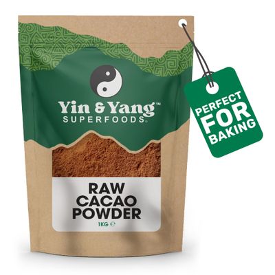 Cacao Powder 1kg, by Yin &amp; Yang Superfoods. Pure and Raw, 100% Natural, High in Fibre and Protein, GMO and Palm Oil Free - Ethically Sourced