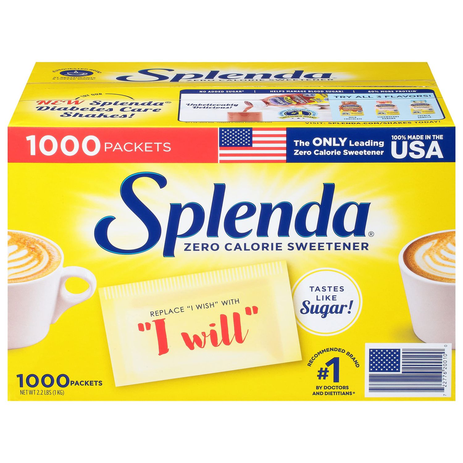 Splenda No Calorie Sweetener 1000 Individual Packets Value Pack (Net Wt. 2.2