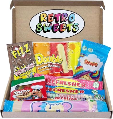 Retro Sweets Gift Box. Packed with Sweet. Hamper Letterbox Gift for Women, Men &amp; Kids. Perfect Present for Get Well Soon, Birthday, Thank You, Fathers Day