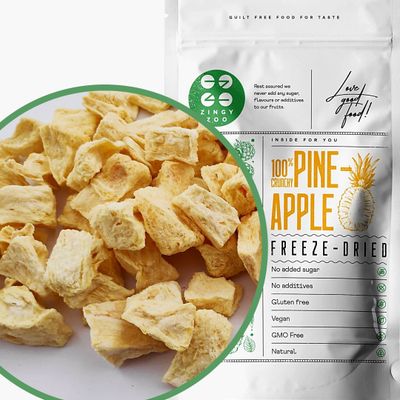 Freeze Dried Pineapple Pieces 100% Pure Natural Raw Unsweetened Pineapple Chunks Freeze Dried Fruit Pure Fruit Bites as Freeze Dried Candy from Fresh No Additives Instead Candied Pineapple (100g)