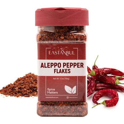 Eastanbul Aleppo Pepper, 150g, Aleppo Pepper Flakes, Ground from Turkey, Pul Biber for Mediterranean & Middle Eastern Dishes, Crushed Turkish Red Biber Flakes, Delicious Chili, Vegan, Gluten Free