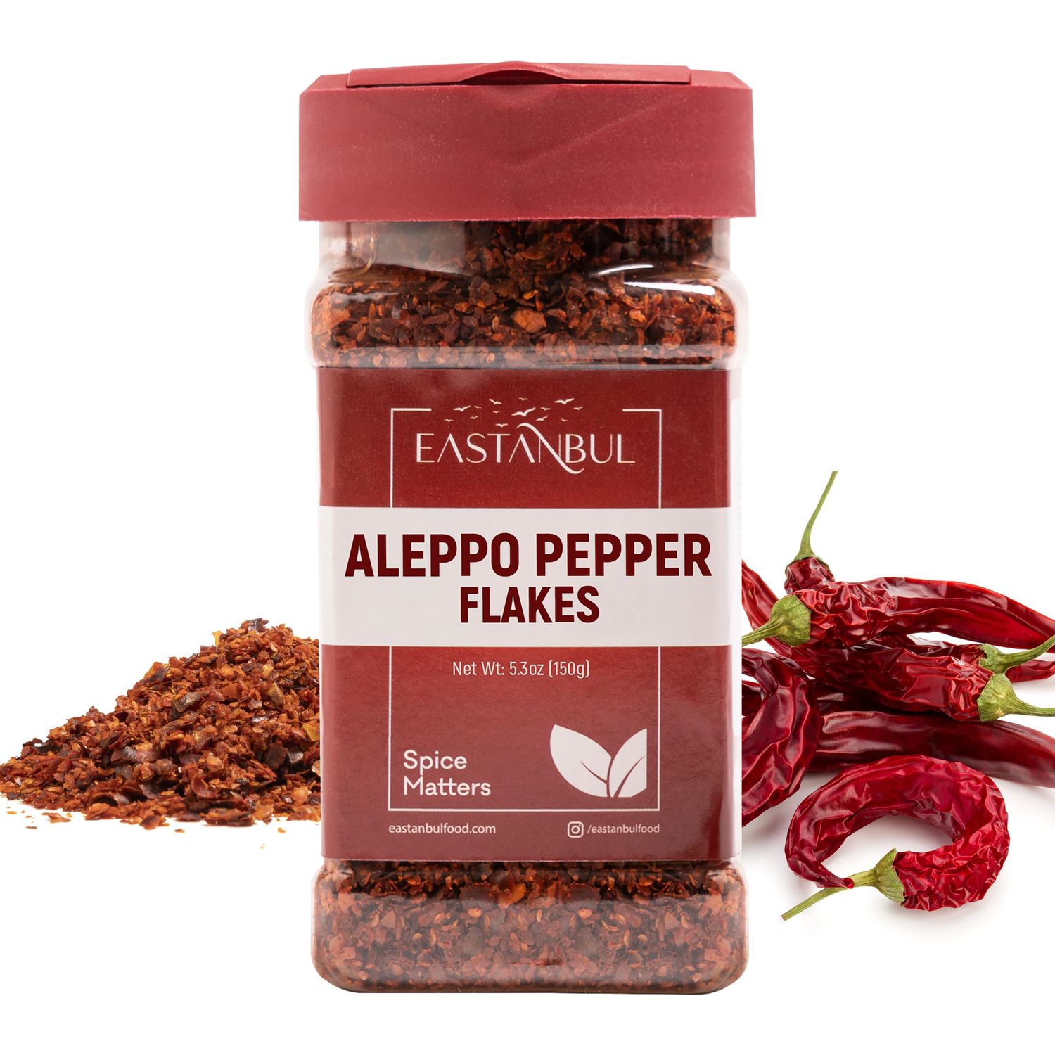 Eastanbul Aleppo Pepper, 150g, Aleppo Pepper Flakes, Ground from Turkey, Pul Biber for Mediterranean &amp; Middle Eastern Dishes, Crushed Turkish Red Biber Flakes, Delicious Chili, Vegan, Gluten Free