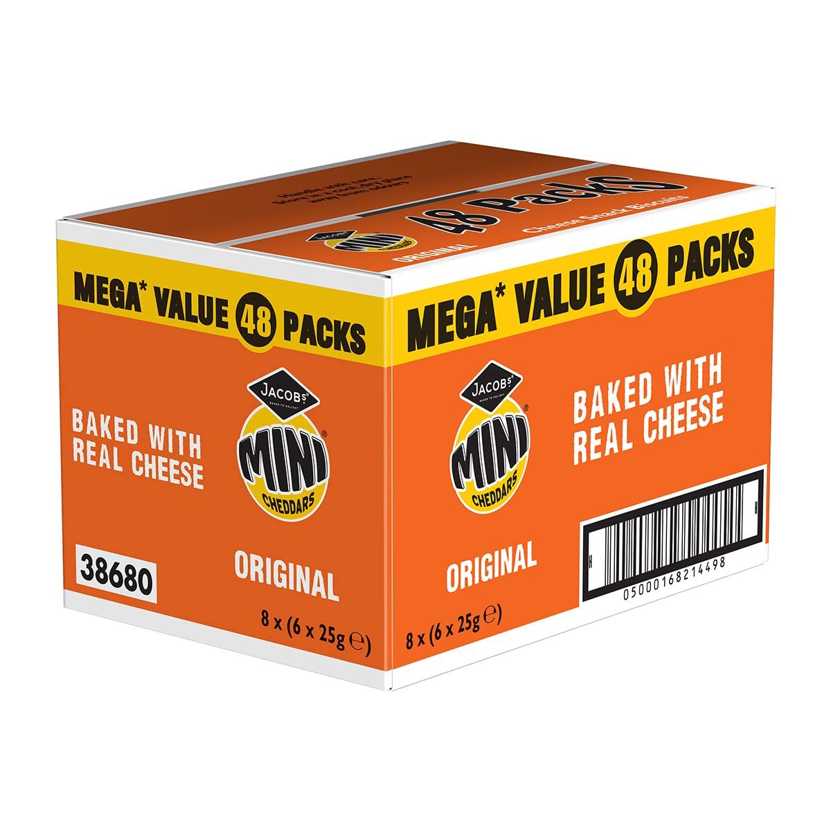 Jacob's Mini Cheddars Baked with Real Cheese Snack Biscuits Crackers 48 x 25g Bags