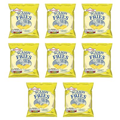 Smith s Scampi and Bacon Fries, Bacon Fries 24g and Scampi Fries 27g Pub Card Bundle Snack With Lemon &amp; Bacon Flavored for Light Snack (8 x Scampi Fries)