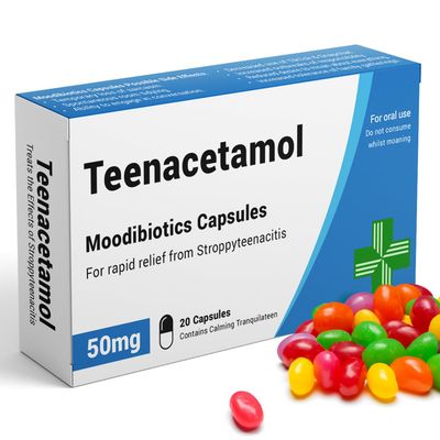 KadoBox - Teenacetamol - Joke Pill Box, Jelly Beans Sweets 50g, Funny Gifts for Teen Boys &amp; Girls -13th, 16th, 17th, 18th Birthday. Vegan