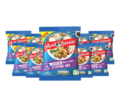Aunt Bessie's Stuffing Mix, Gluten Free, Sage and Onion Stuffing, Pack of 8 x 140 g