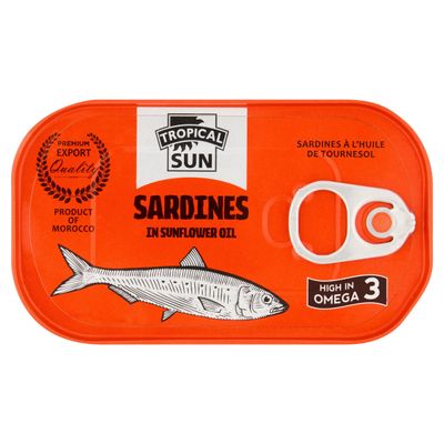 Tropical Sun Sardines in Sunflower Oil 125g, Pack of 12