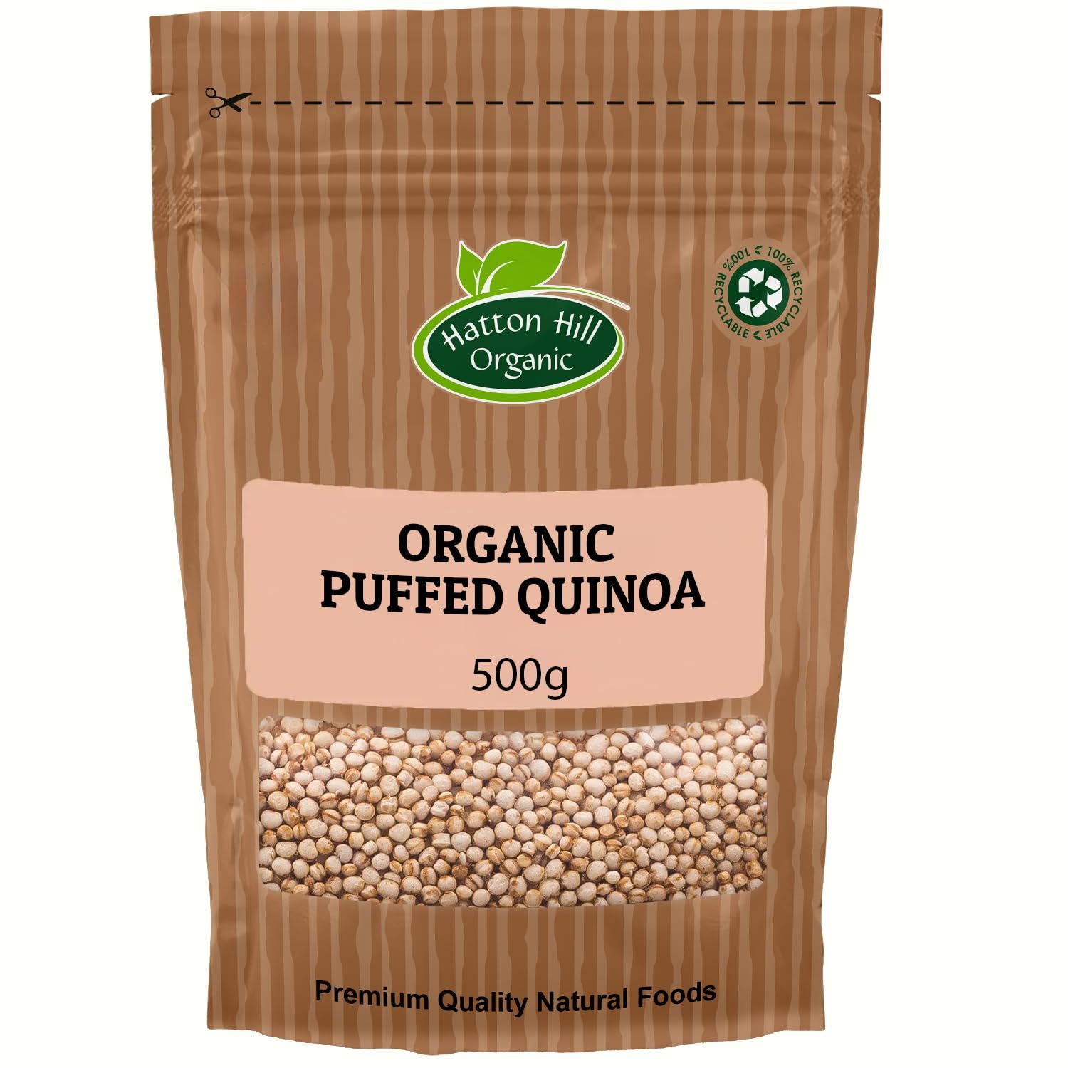 Organic Puffed Quinoa 500g by Hatton Hill Organic Light &amp; Crispy Superfood for Breakfast, Baking, and Snacks