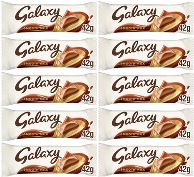 Galaxy Smooth Milk Chocolate Bar 42g Bundle (10 Pack)