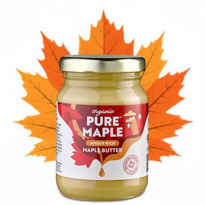 Pure Maple Organic Maple Butter - 160g, 100% Canadian Maple Syrup Spread, Dairy-Free, Vegan and Gluten-Free, Perfect for Pancakes and Waffles