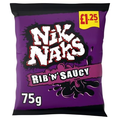 Nik Naks Rib 'N' Saucy 75g - Box of 20 (Price Marked)