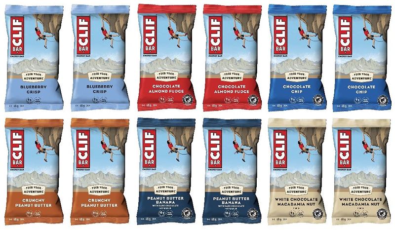 CLIF Bar ENERGY BAR Mixed Flavour Variety-Pack x 12 bars Nutritional Bar Source of Plant Based Protein 12 bars x 68g