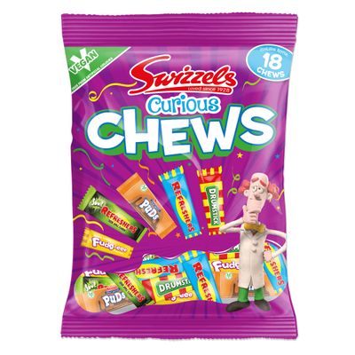 Swizzels Curious Chew Sweets, Mixed Bag of Vegan Chewy Sweets, 171g (18 Sweet Chews)