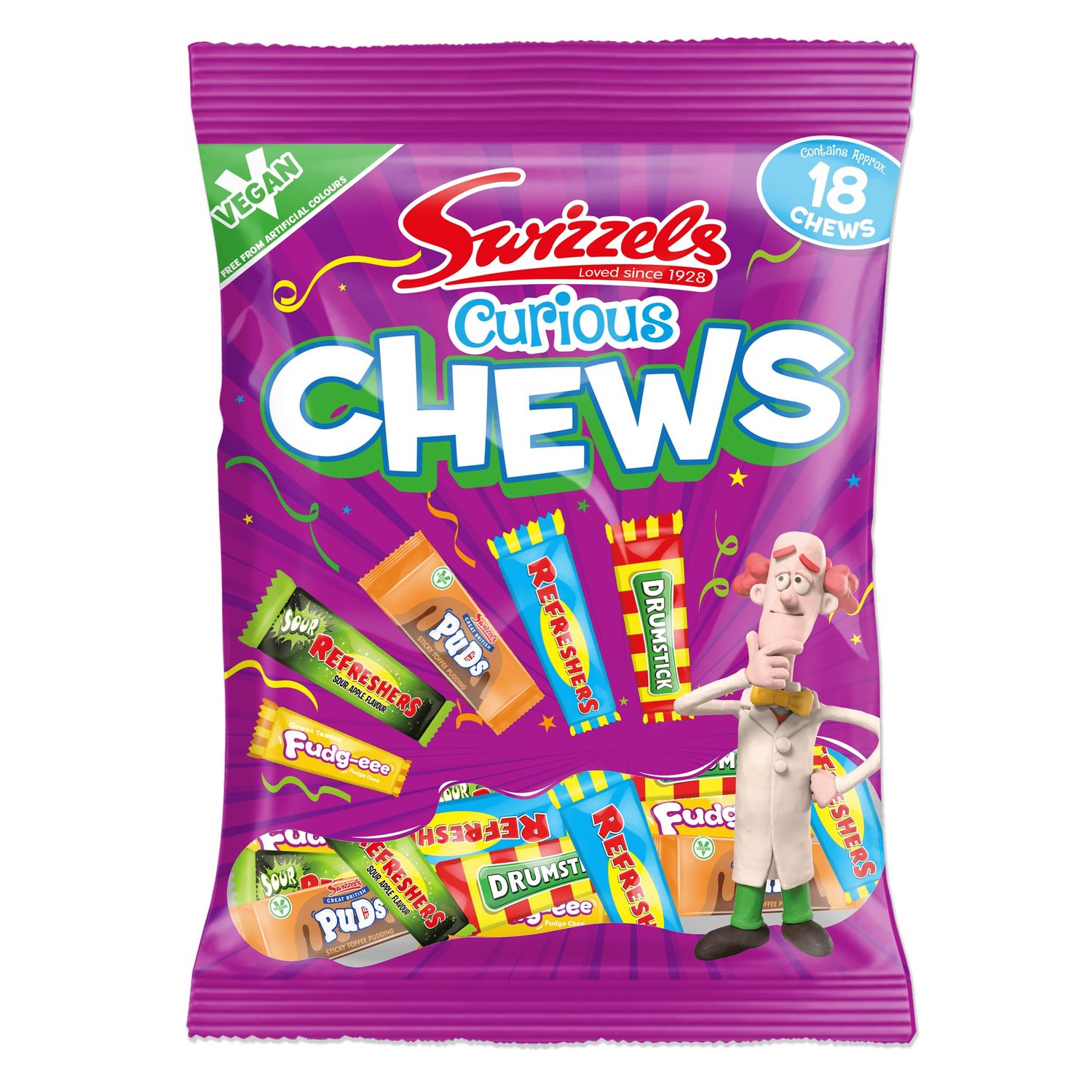 Swizzels Curious Chew Sweets, Mixed Bag of Vegan Chewy Sweets, 171g (18 Sweet Chews)