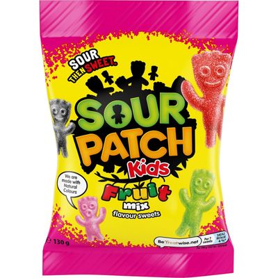 Sour Patch Mixed Fruit Flavoured Sour Sweets, Tangy &amp; Fruity Sour Candy, 130 g (Pack of 1)