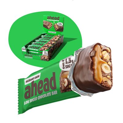 ahead Keto Chocolate Bars - 18 x 35g - Hazelnut Cacao - Low Carb Sugar Free - 100% Natural with MCT-Fats - Keto Snacks &amp; Healthy Snacks