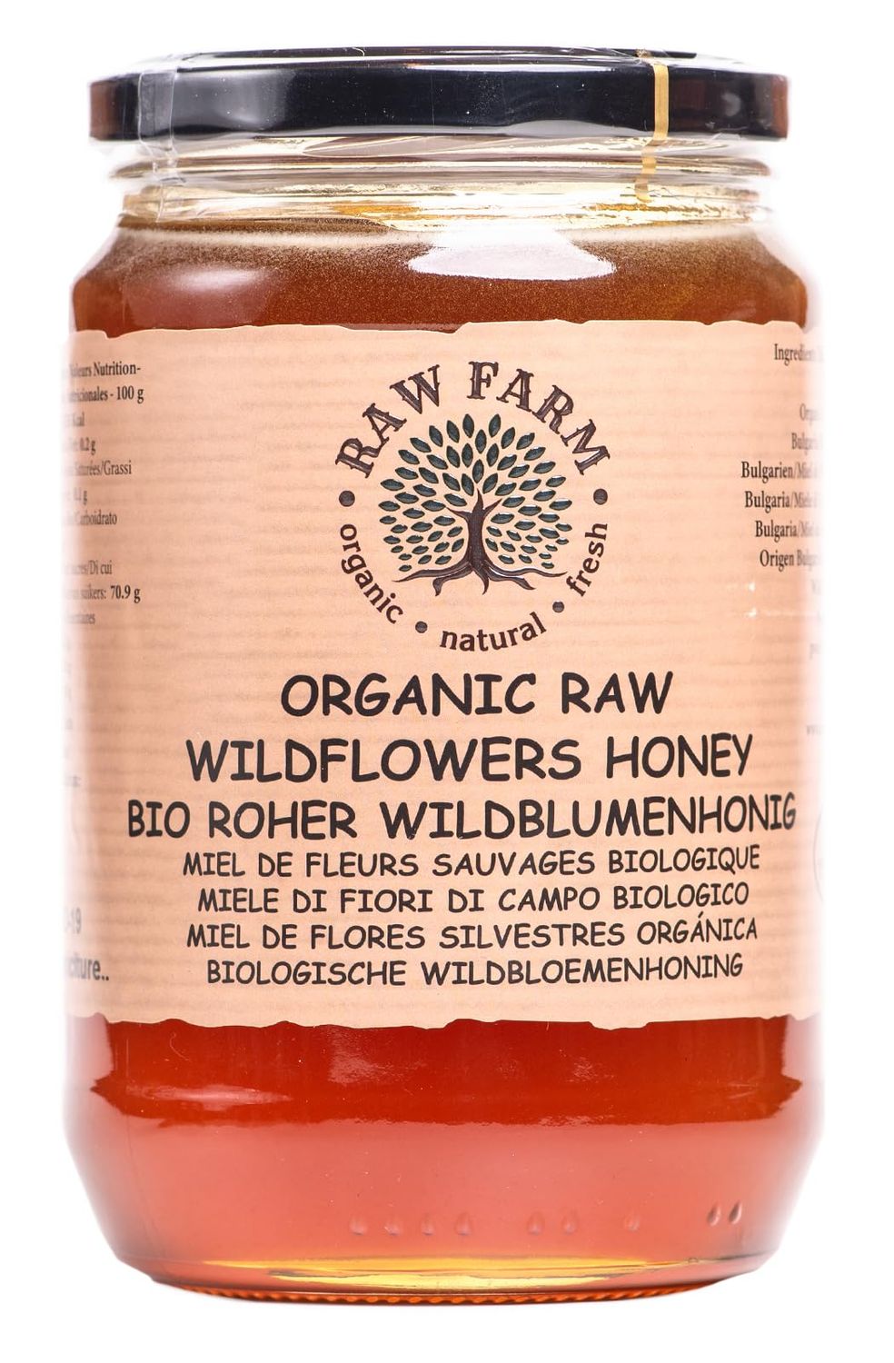 Raw Farm - Organic Raw Wildflowers Honey 900 g - Single Sourced, Pure and Natural, Directly from the RAW FARM Beekeepers