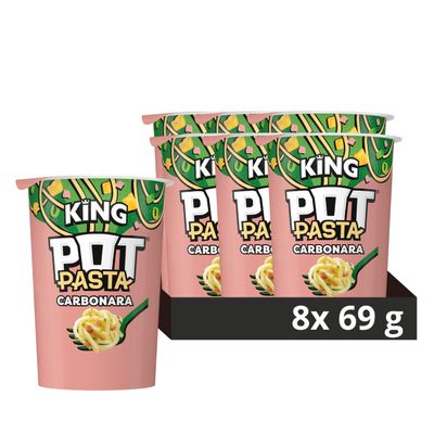 Pot Pasta King Creamy Carbonara instant hot snack from the nation's favourite instant noodles brand quick snacks for when you need filling up 8x 69 g