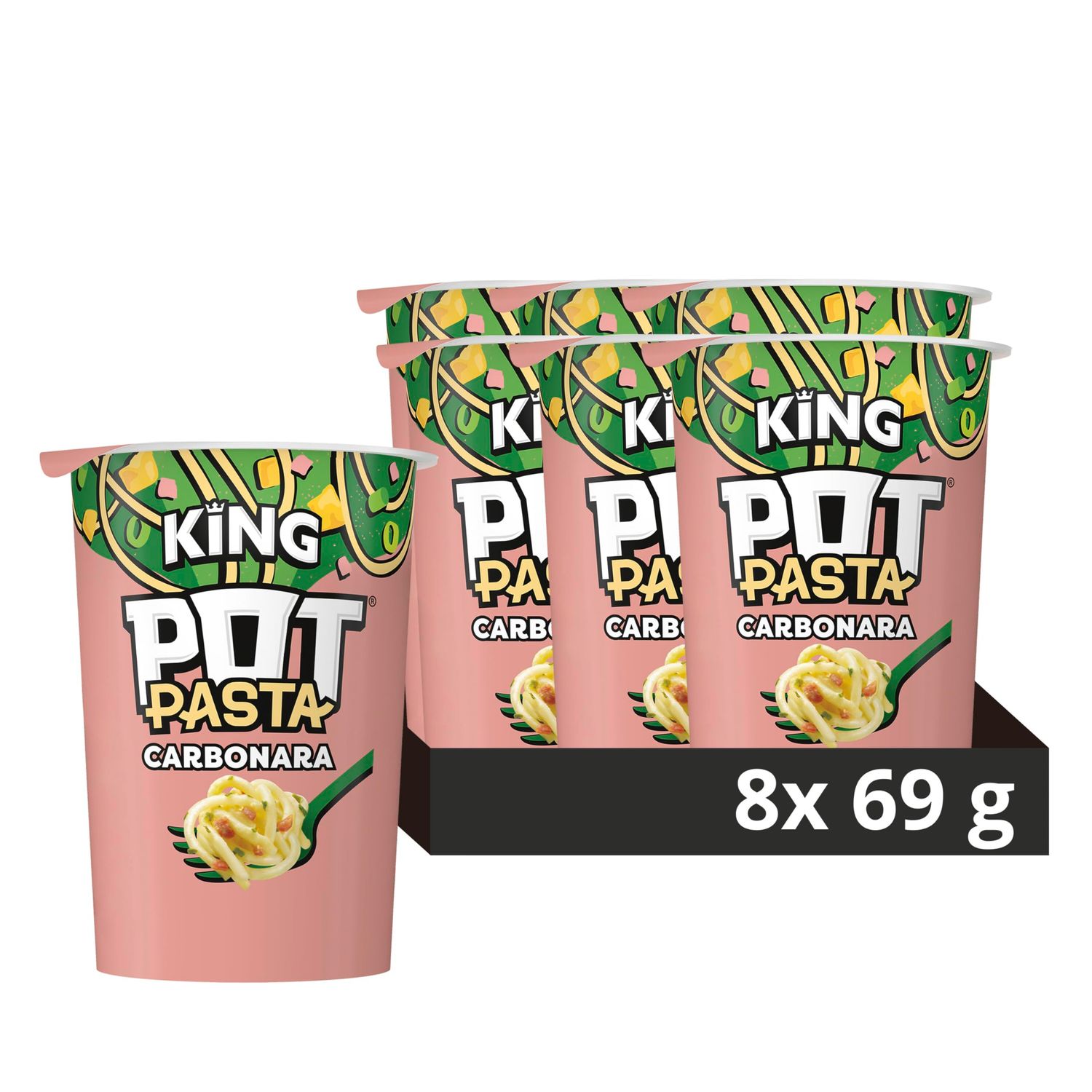 Pot Pasta King Creamy Carbonara instant hot snack from the nation's favourite instant noodles brand quick snacks for when you need filling up 8x 69 g