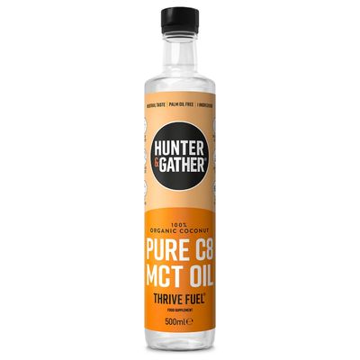 Hunter & Gather Pure C8 MCT Oil 500ml Triple Steam Distilled 100% Organic Certified Coconut Keto, Low Carb & Paleo Sugar, Gluten & Seed Oil Free