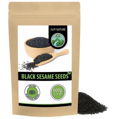 Alpi Nature Black Sesame Seeds 500g 1.1 lb, Raw Black Sesame Seeds for Cooking and Baking