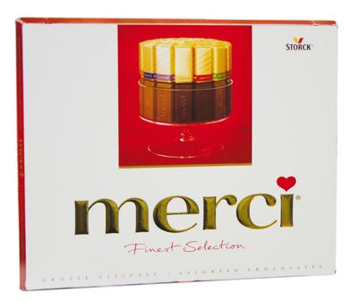 Merci Finest Milk & Dark Chocolate Box, 8 Flavour Varieties, Gluten-Free, Vegetarian Treats with Gold-Wrapped Bars for Gifting, (Packaging may vary) 250 g (Pack of 1)