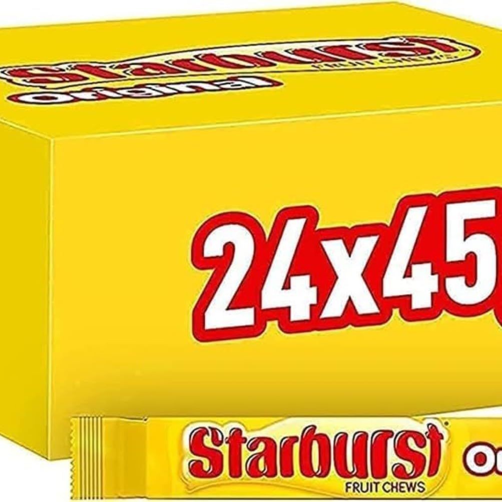 Starburst Vegan Sweets Fruit Flavoured Bulk Box, 24 Packs of 45g