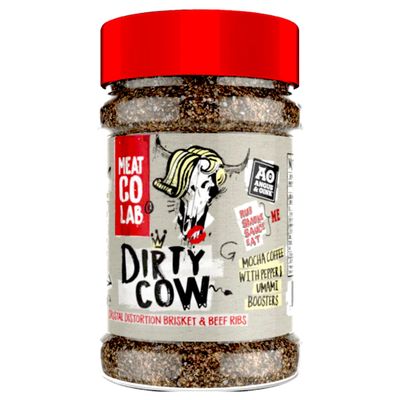DIRTY COW BEEF BBQ RUB Maximum Crustal Distortion &amp; Super Bark Power Perfect for Brisket &amp; Beef Ribs Fresh Coffee, Javanese Sugar, Chipotle &amp; More GLUTEN FREE Unmatched Flavor Force 220g