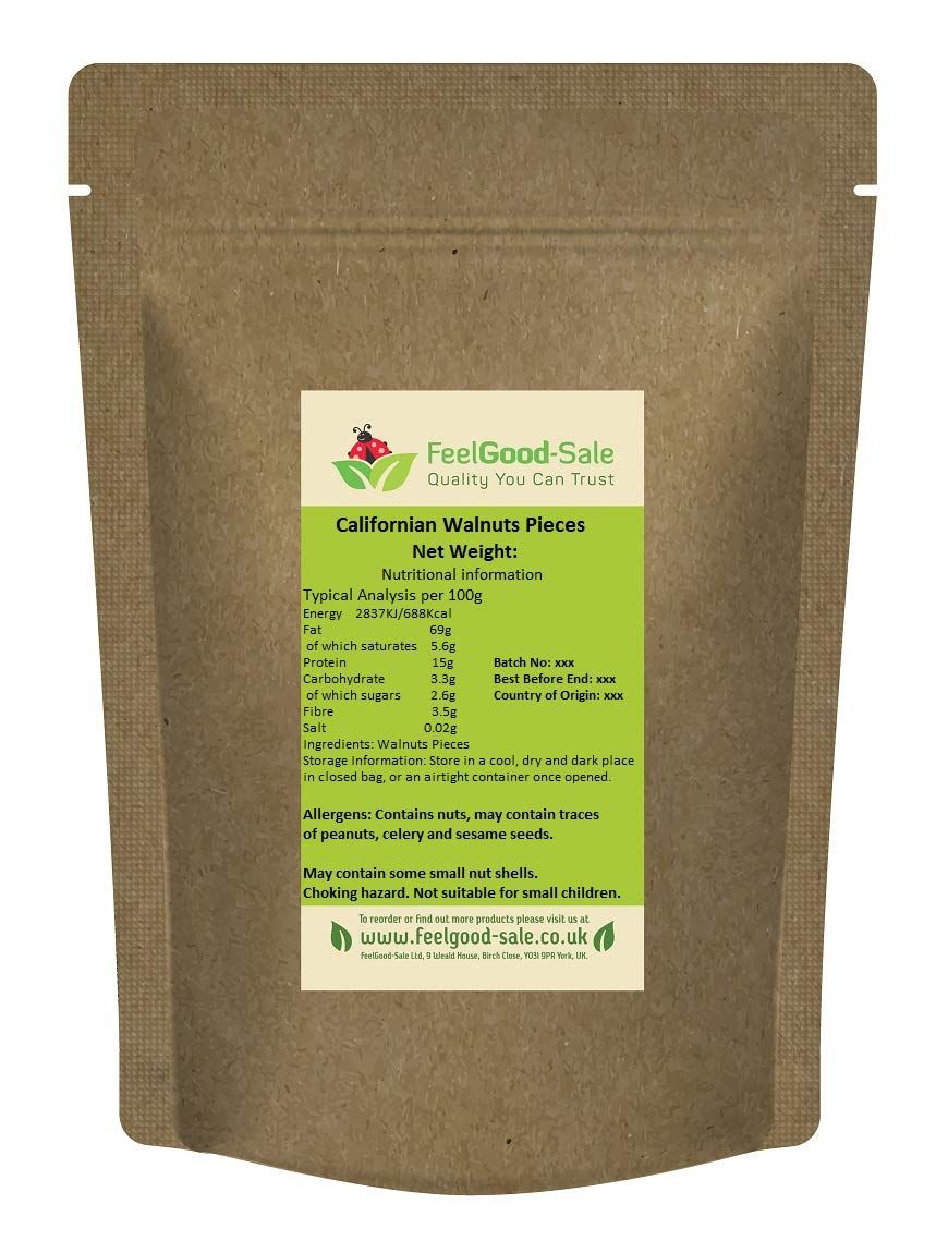 1kg Walnuts Large Pieces - Rich in Omega-3, Low-GI Good For Snacking, Smoothies, Baking &amp; Cooking, Gluten-Free, Keto &amp; Vegan-Friendly, Rich in Protein &amp; Vitamins &amp; Fibre
