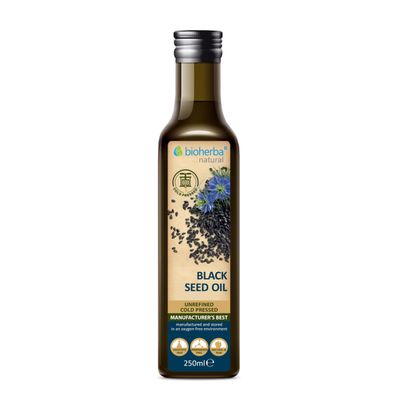 Black Seed Oil 250 ml - 100% Pure Cold-Pressed Nigella Sativa Oil by BIOHERBA (250)