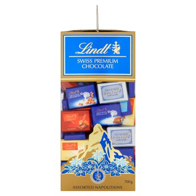 Lindt Swiss Assorted Napolitains - 700g Gift Box - Chocolate Selection - Milk, Dark &amp; White Mini Bars for Sharing