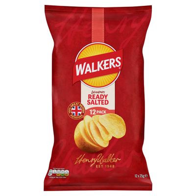 Walkers Ready Salted Multipack Crisps, 12 x 25g