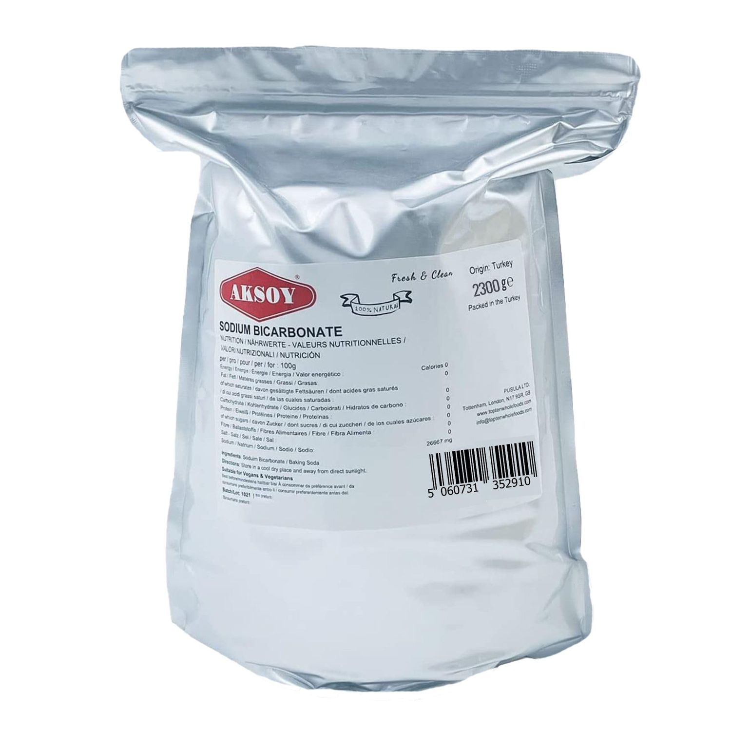 Aksoy Baking Soda 2.3KG - Pure Sodium Bicarbonate Powder, Food Grade, Natural Multi-Purpose Use for Baking, Cooking, Cleaning &amp; Odour Removal