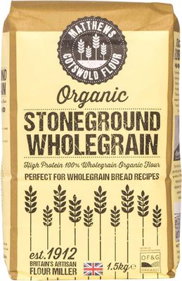 Matthews Cotswold Organic Stoneground Wholemeal Flour - 1.5kg Bag (Single Bag)
