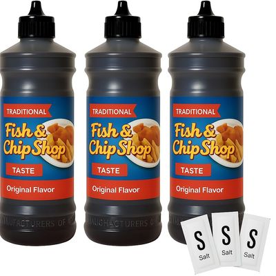 Traditional Chip Shop Vinegar 3 x 315ml - Maltflaven Non-Brewed Condiment - Authentic Fish & Chip Shop Taste - Ready-to-Use Vinegar for Takeaways, BBQs & Home Use