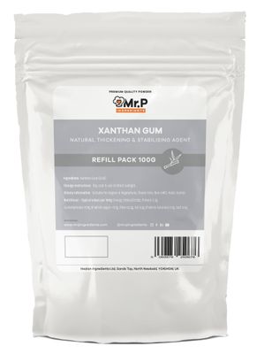 Mr.P Ingredients Xanthan Gum 100g Powder Thickener Stabiliser Ideal for Making Soups Sauces Gluten Free Baking Ice Cream Vegan Vegetarian Gluten Free Halal Kosher Non-GMO Resealable Pouche