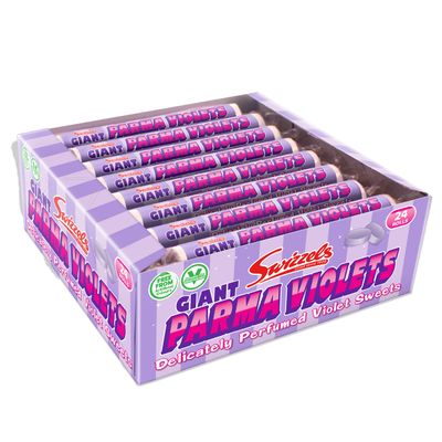 Swizzels Giant Parma Violets Rolls, 24 Pack (24 x 40g), Floral Flavour Retro Sweets with Classic Parma Violet Taste for Sharing, Gifting & Celebrations