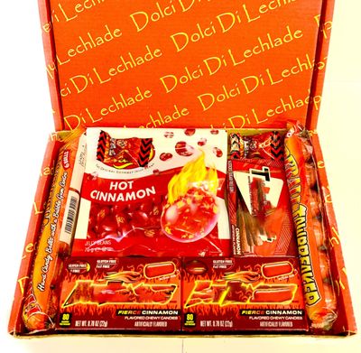 Cinnamon Spicy Hot American Sweets Gift box by Dolci Di Lechlade - Fire Fireball USA Candy Sweet Valentines Day Easter Egg Chocolate Eggs American Chocolates Jelly Gum Birthday Hamper Present