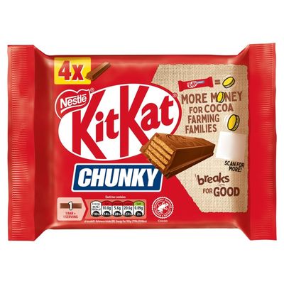 KitKat Chunky Milk Chocolate Bar 4 Pack Multipack 160g, 4 x 40g