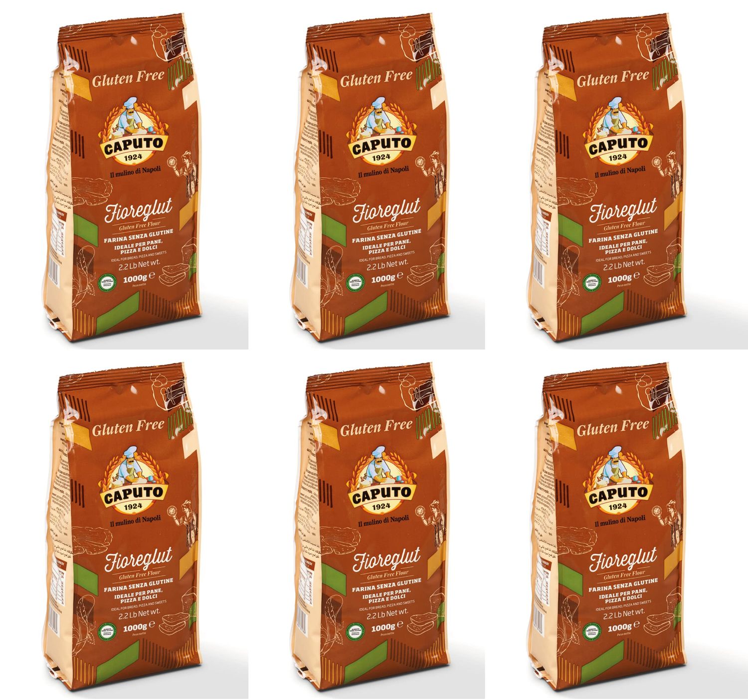 6X Antico Molino Caputo Farina Fioreglut Senza glutine Gluten-Free Flour 1Kg