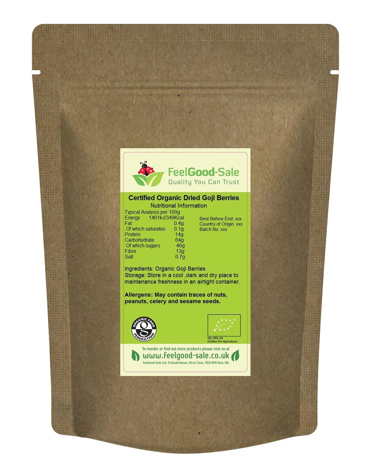 1kg Organic Goji Berries Raw, 100% Natural (1kg)
