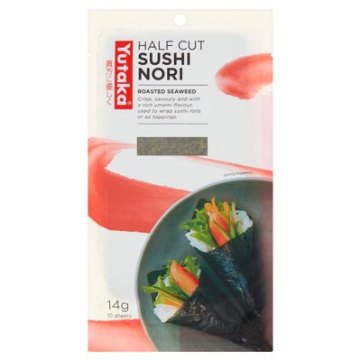 Yutaka Roasted Seaweed - Sushi Nori Half Sheets 10pc Premium Quality, Crisp & Flavorful Perfect for Sushi Rolls, Onigiri & Snacking Authentic Japanese Taste