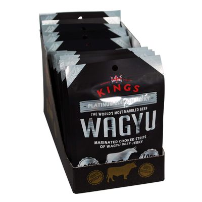 Kings - Wagyu Beef Jerky - Platinum Edition Indulgent Range - High Protein Meat Snack - Box of 12 x 25 g Packs