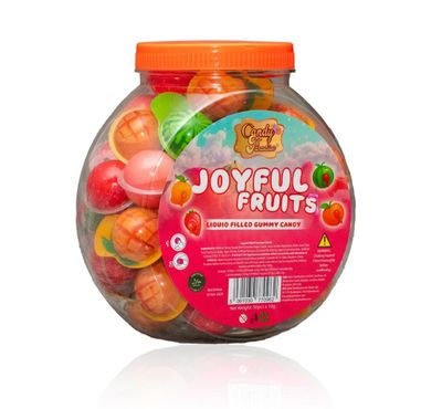 Candy Paradise Joyful Fruits - Liquid Filled Gummies with Assorted Fruity Flavours & Fun Shapes - Perfect Party, Halloween & Christmas Treats - Pack of 50 x 10g