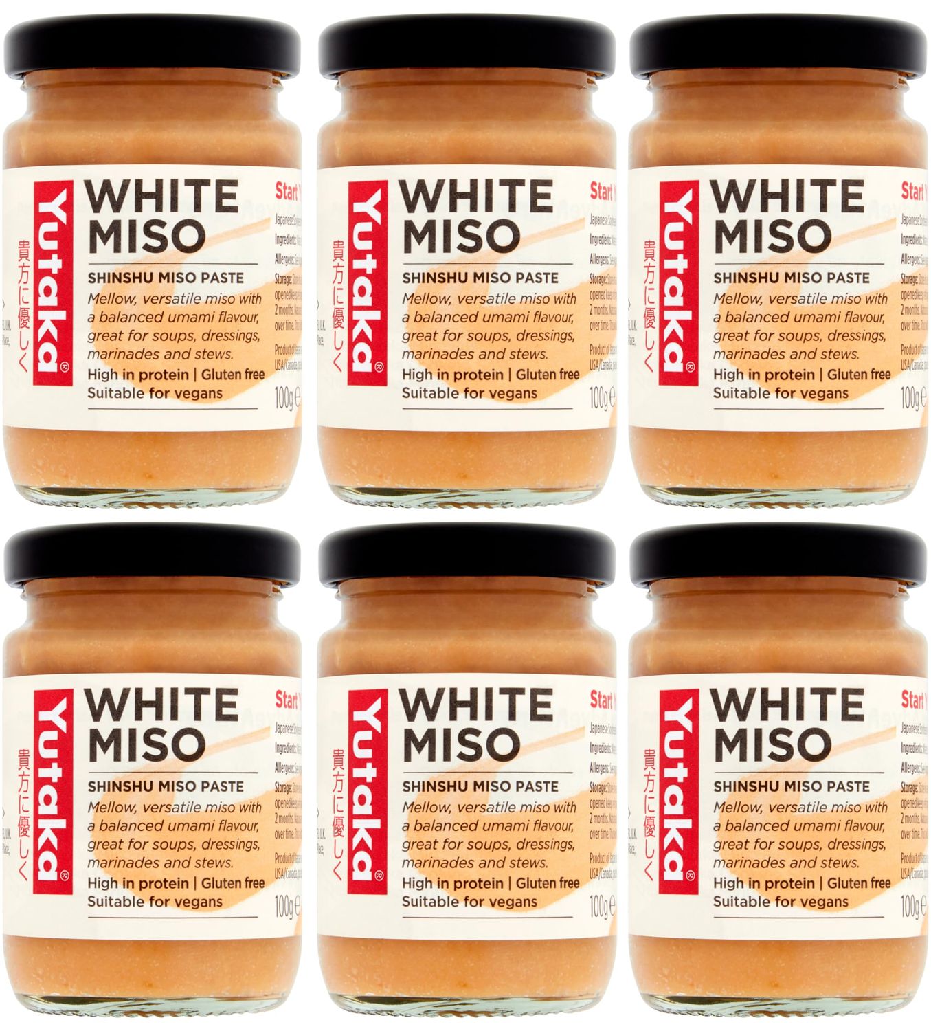 Yutaka White Miso Paste 100g (Pack of 6) Authentic Shinshu Miso Rich Umami Flavor for Soups, Marinades &amp; Dressings Vegan &amp; Gluten-Free