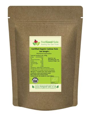 1kg Organic Cashew Nuts, Whole, Raw, 100% Natural