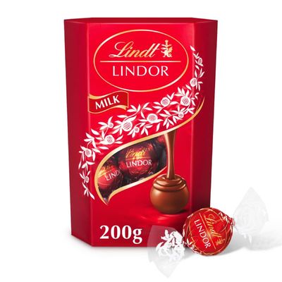 Lindt Lindor Milk Chocolate Truffles - 200g Box (Approx. 16 Balls) - Smooth Filling - Gift, Birthday, Congratulations Treat