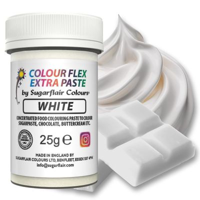 Colour Flex White Food Colouring Paste - Extra Concentrated, Vibrant Food Colouring For Buttercream, Chocolate, Sugar Paste, Icing, Fondant, Royal Icing, Cake Decorations and More - 25g
