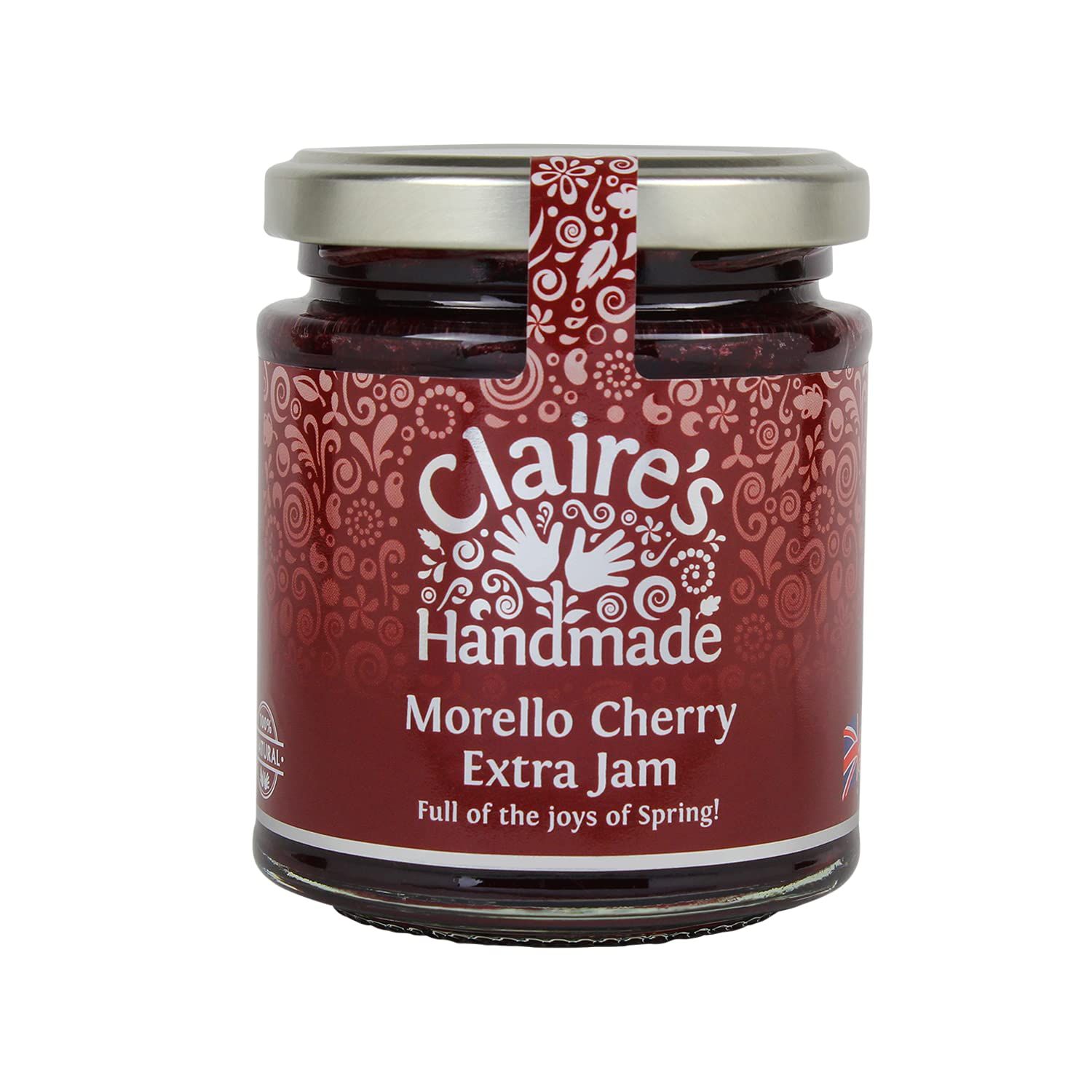 Claire's Handmade Morello Cherry Extra Jam - Award Winning Rich Cherry Flavour Traditionally Made Great Tart Filling Gluten-Free Non-GMO Suitable for Vegetarians &amp; Vegans - 227g Jar